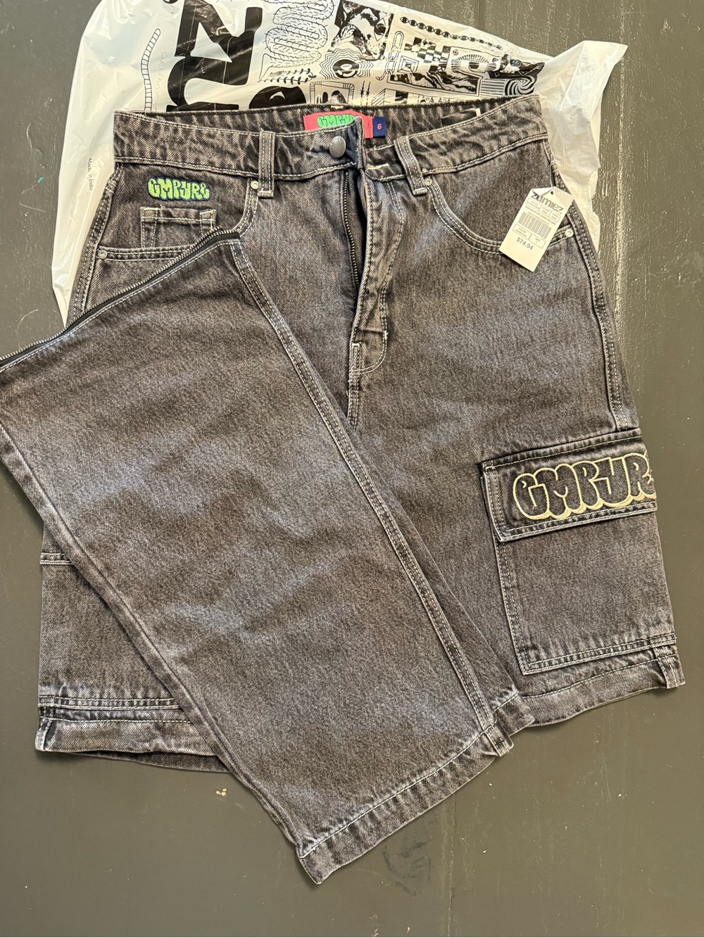 Zumiez Gray Washed Cargo Jeans with Patch